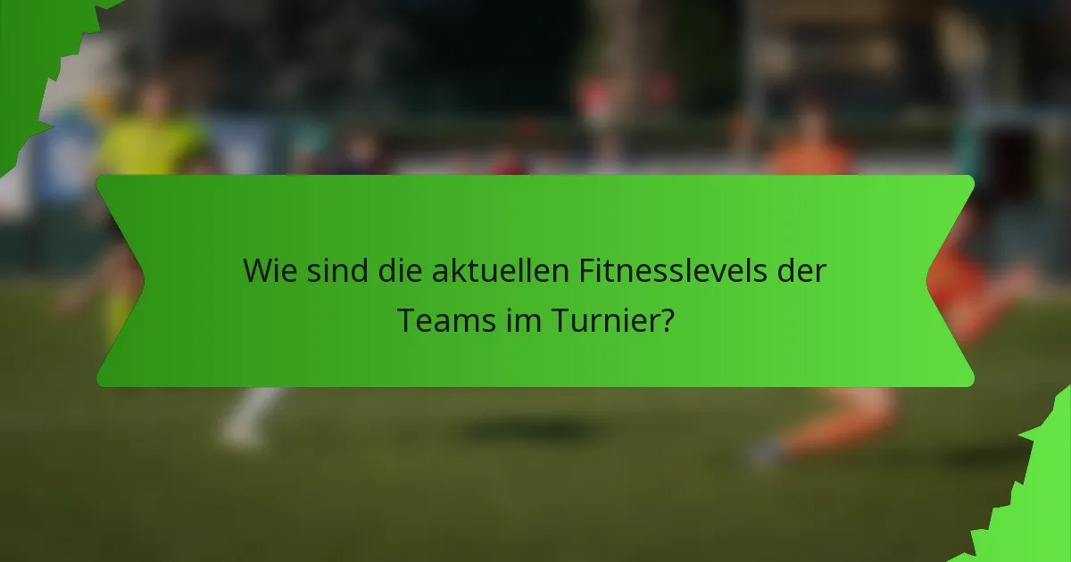 Wie sind die aktuellen Fitnesslevels der Teams im Turnier?